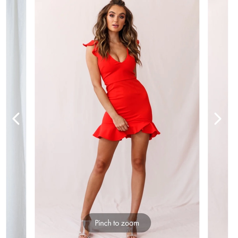 Red V-neck Corset Tie Dress